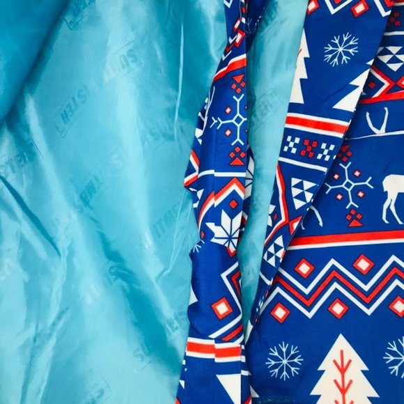 Men's Suitmeister Slim-Fit Nordic Christmas Blue Blazer - Picture 7 of 14